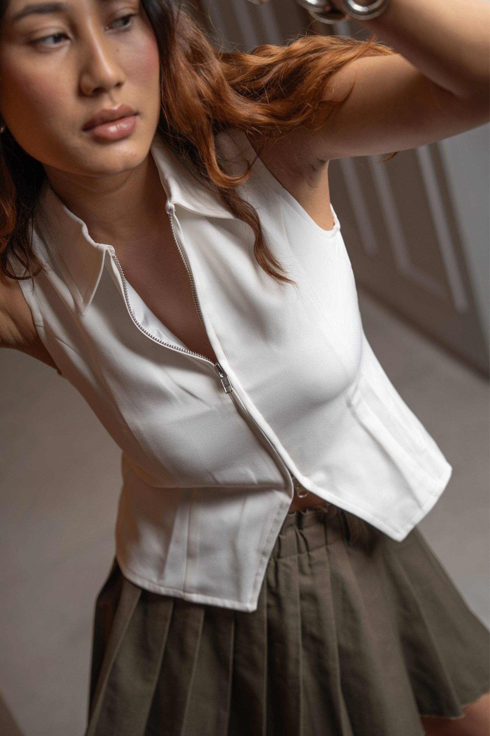 Structured Polo Neck Top