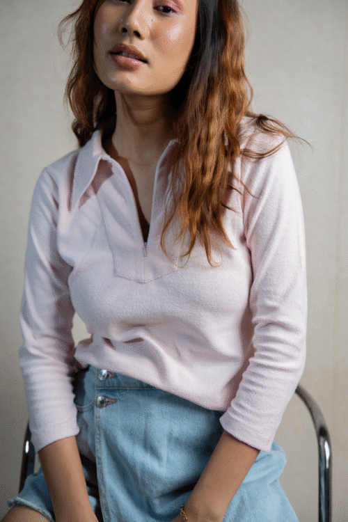 Ribbed polo neck Top