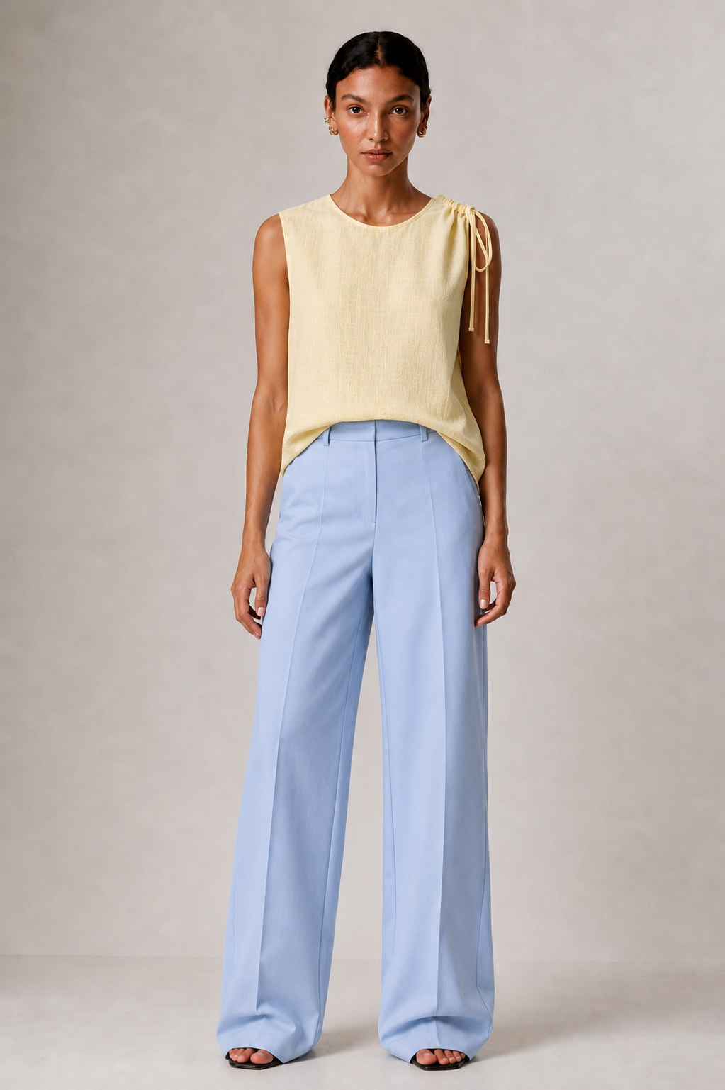 Butter Yellow Tie-Shoulder Sleeveless Top - Image 2